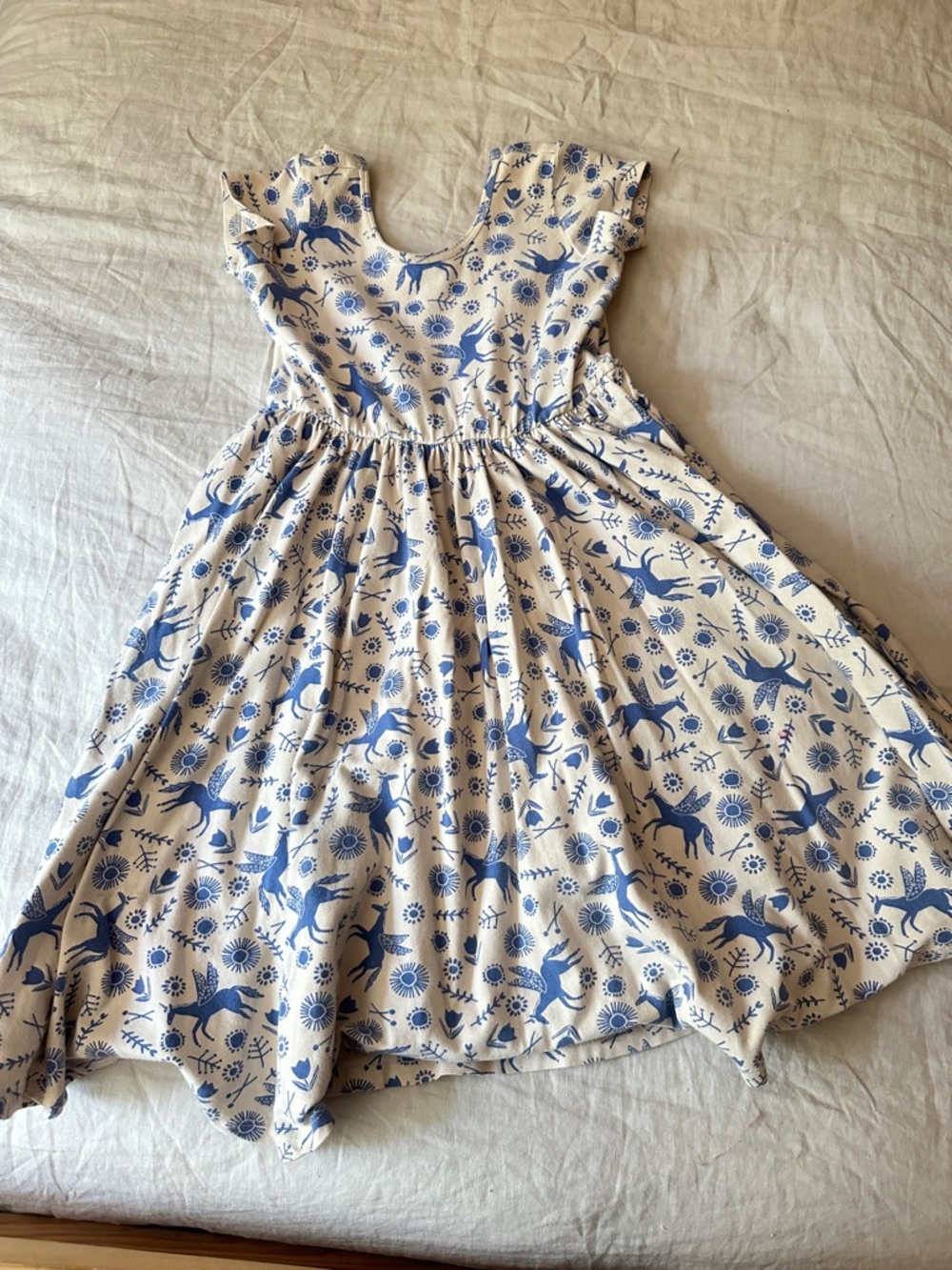 Girls Alice and Ames Dress with Navy Horse Print